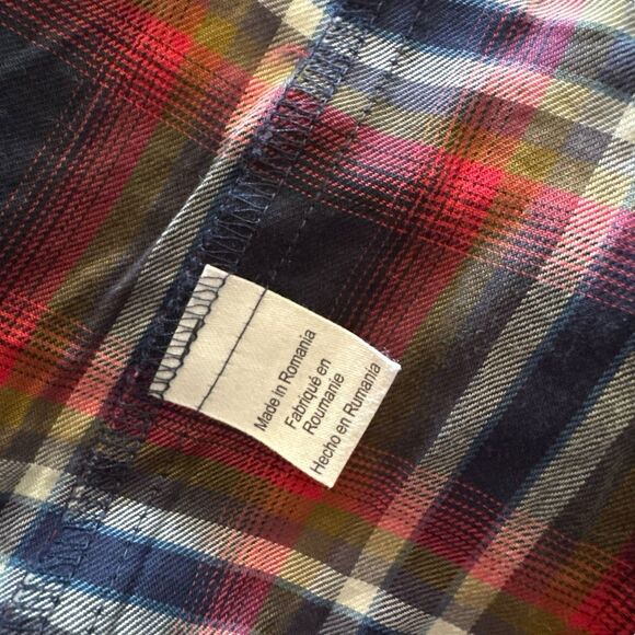 Haupt Shirt Mens 17.5 XL Red Blue Check Tartan Cotton Twill Flannel Soft - Picture 9 of 9